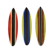Set of 3 Handmade Striped Wooden Surfboard Wall Hangings - Coastal Wood Beach Decorations - Each 32 Inches Long - Stylish and