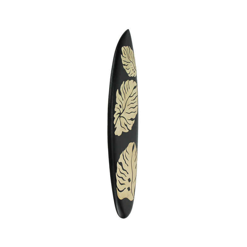 Set of 2 Handcrafted Wooden Tropical Leaf Design Decorative Surfboard Wall Hangings - Exquisite Island Decor for Your Home,