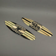 Set of 2 Handcrafted Wooden Surfboard Wall Decor with Tribal Gecko and Sea Turtle Design - Captivating Island-Inspired