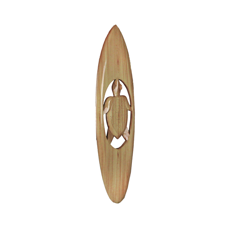 Hand-Carved Cut-out Sea Turtle Surfboard Wall Art - Coastal Decor for Surf Enthusiasts - 32 Inches High - Artisan Crafted -