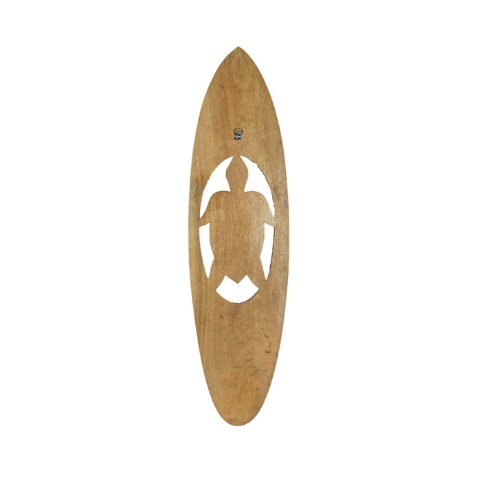 Hand-Carved Cut-out Sea Turtle Surfboard Wall Art - Coastal Decor for Surf Enthusiasts - 32 Inches High - Artisan Crafted -