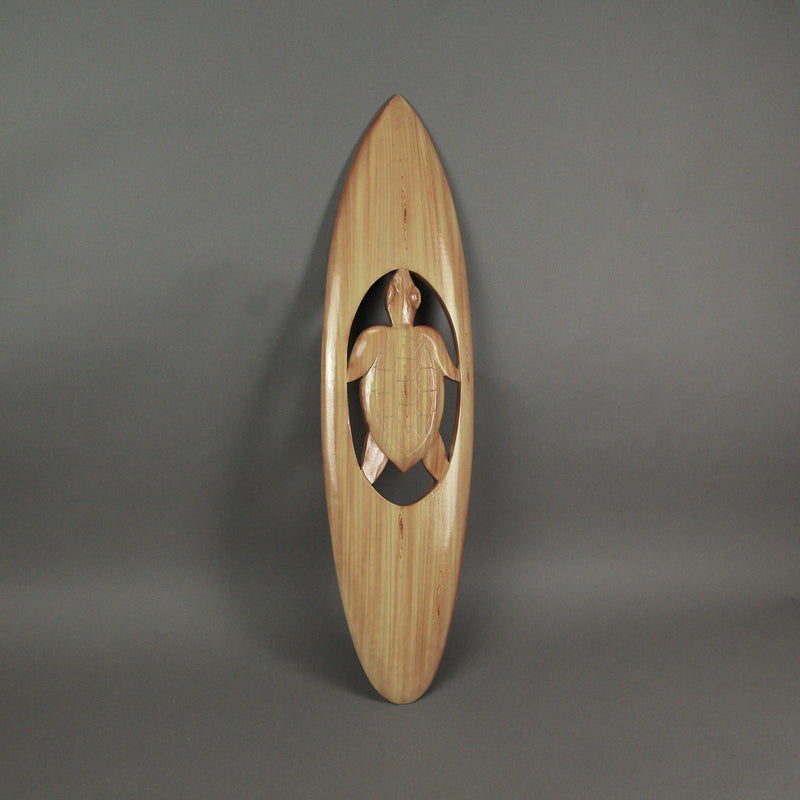 Hand-Carved Cut-out Sea Turtle Surfboard Wall Art - Coastal Decor for Surf Enthusiasts - 32 Inches High - Artisan Crafted -