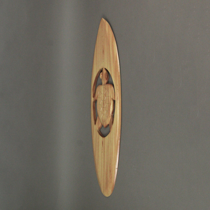 Hand-Carved Cut-out Sea Turtle Surfboard Wall Art - Coastal Decor for Surf Enthusiasts - 32 Inches High - Artisan Crafted -