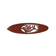 Hand-Carved Mahogany Brown Stained Acacia Wood Surfboard with Dolphin Design Wall Art - Decorative Hanging Coastal Nautical