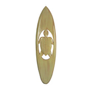 Natural Finish Hand-Carved Cut-Out Sea Turtle Wood Surfboard Decorative Art Wall Hanging - 32 Inches Long - Oceanic Elegance