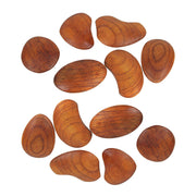 Exquisite Set of 12 Hand-Carved Brown Wood Decorative River Rock Pebbles - Natural Boho Home Decor Accents - Great For