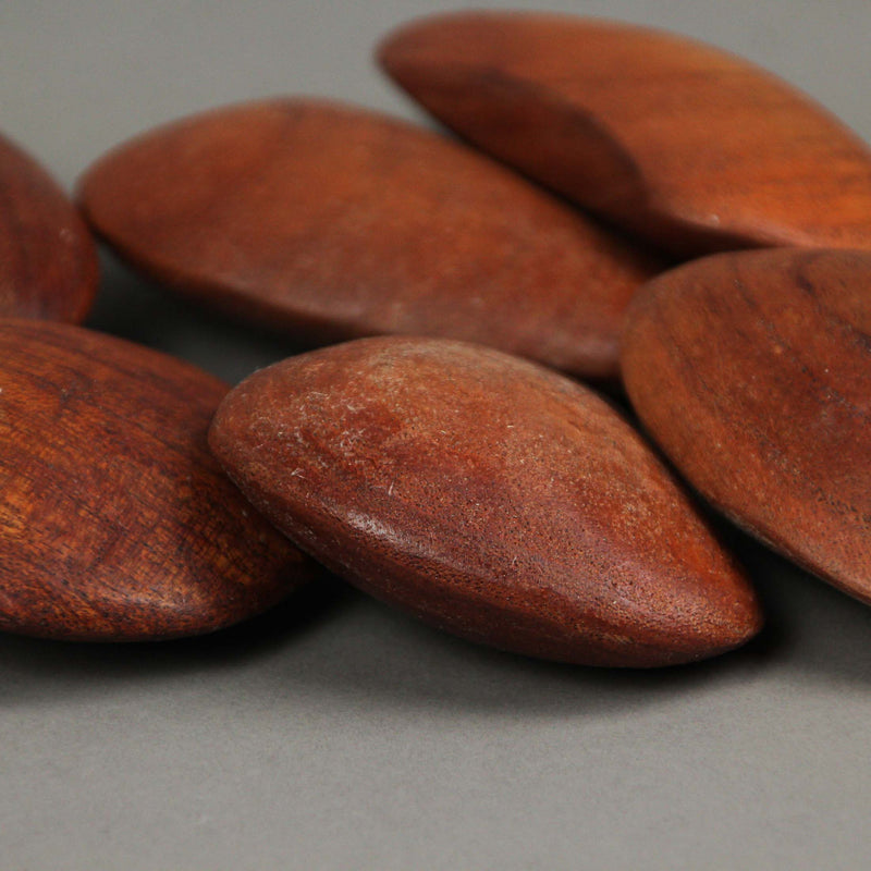 Set of 6 Hand-Carved Brown Wooden Decorative River Stones - Rustic Pebble Shapes for Natural Elegance - Perfect for