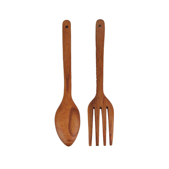 16 Inch - Image 3 - 16 Inch Carved Tiki Spoon & Fork Wooden Wall Decor Art Brown Utensil Decoration Set