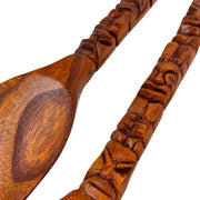 16 Inch - Image 3 - Carved Wood Tiki Design Spoon & Fork Wall Decor Art  - Wooden Utensil Decoration Set -16 Inches High -
