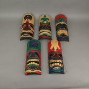 Set of Five 12 Inch High Handcrafted Island Style Wall Mount Wooden Wall Décor Masks Image 5
