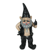 Gnoschitt The Rebellious Rude Biker Gnome - Motorcycle Enthusiast Resin Garden Statue - Indoor and Outdoor Decor - Quirky and