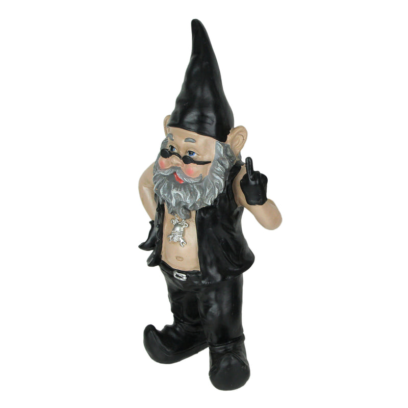 Gnoschitt The Naughty Biker Rude Gesture Garden Gnome Lawn Decor Resin Statue Indoor or Outdoor Motorcycle Rider Figurine -