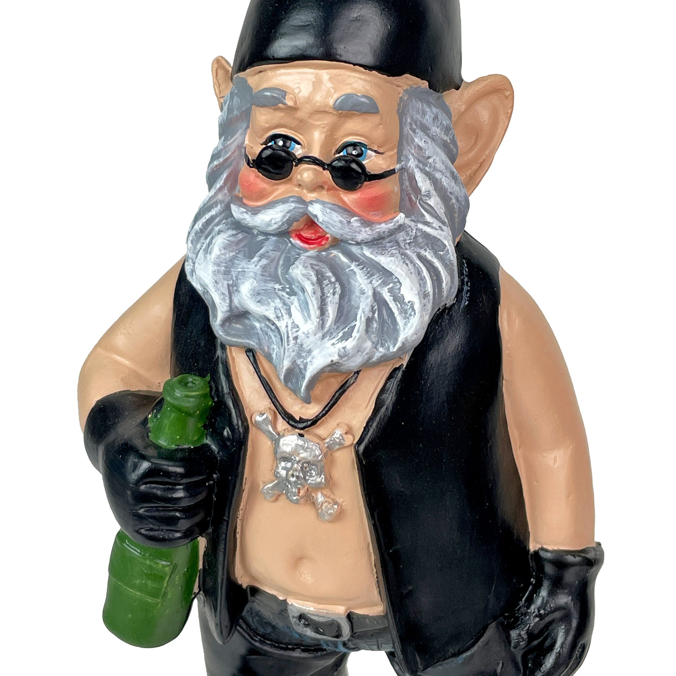 Thirsty Biker Garden Gnomes with Beers, 7.5 Inch, Set of 2 — Zeckos