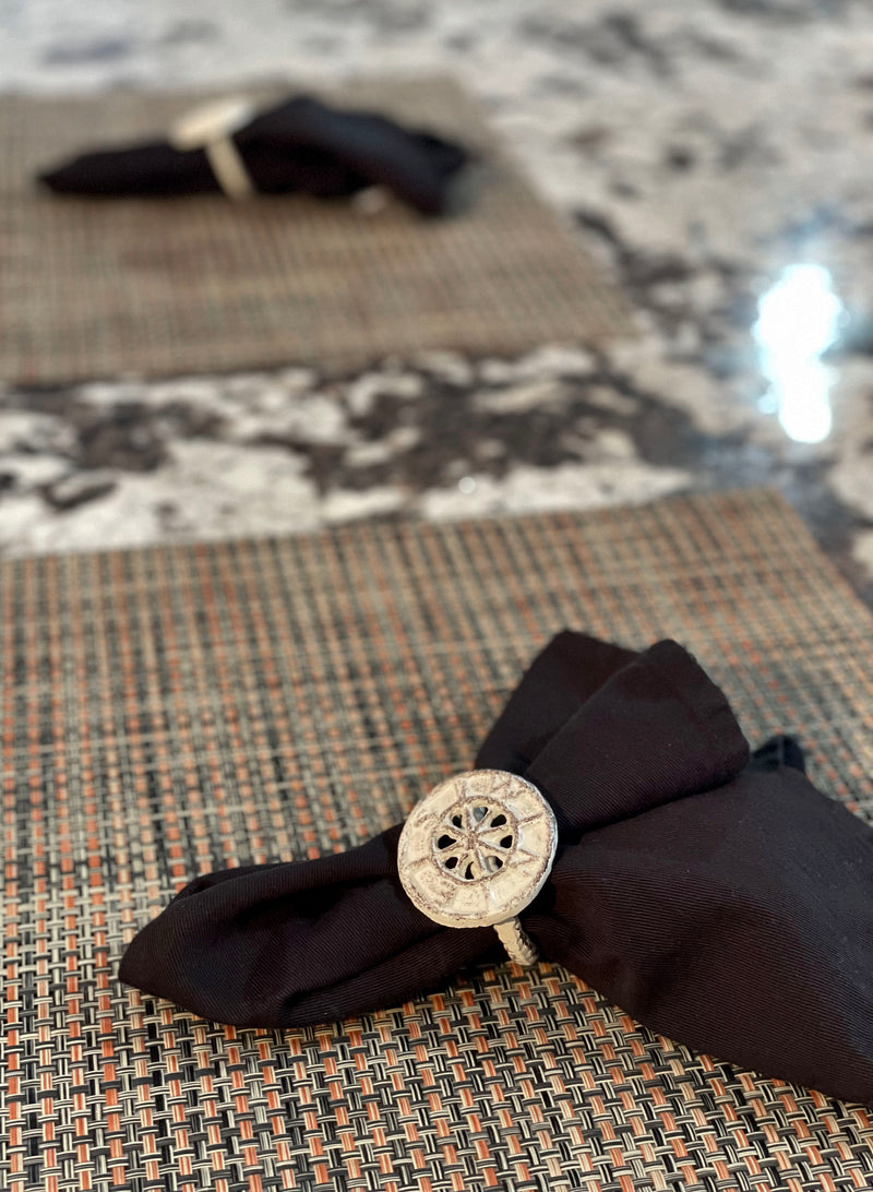 White - Image 8 - Set of 6 Elegant White Cast Iron Nautical Compass Rose Napkin Rings - Decorative Coastal Accents for Formal