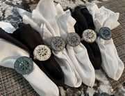 Nautical - Image 4 - Set of 6 Coastal Blue, Grey, and White Cast Iron Compass Rose Napkin Rings for Decorative Formal Dining