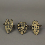 Gold - Image 2 - Set of 6 Antique Gold Finish Cast Iron Tropical Leaf Napkin Rings for Formal or Everyday Dining Decor, 2