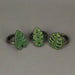 Green - Image 2 - Set of 6 Exquisite Verdigris Green and Bronze Finish Cast Iron Tropical Leaf Napkin Rings for Elegant