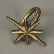 Set of 6 Antique Gold Cast Iron Mid Century Modern Atomic Starburst Napkin Rings - Chic and Elegant Formal Dining Table Decor