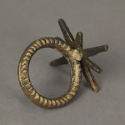 Set of 6 Antique Gold Cast Iron Mid Century Modern Atomic Starburst Napkin Rings - Chic and Elegant Formal Dining Table Decor
