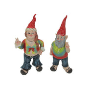 Gnancy and Gnarley Hippie Gnome Garden Statues - Peace, Love, and Tie-Dye Decor - 8.25 Inches High, Resin, Multicolored,