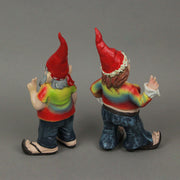 Gnancy and Gnarley Hippie Gnome Garden Statues - Peace, Love, and Tie-Dye Decor - 8.25 Inches High, Resin, Multicolored,
