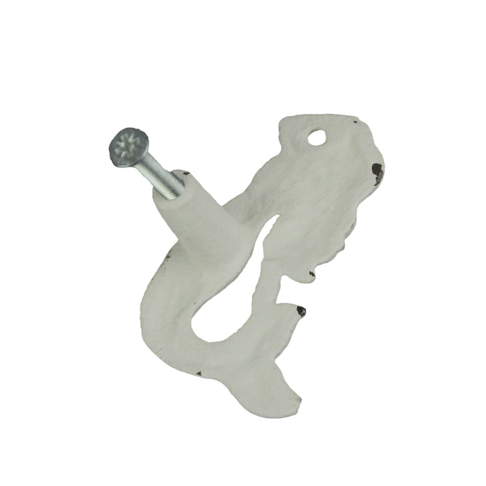Set of 6 White Painted Cast Iron Mermaid Drawer Pull Cabinet Knob Rustic Furniture Decor Image 10