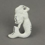 Enchanting Set of 6 White Finish Cast Iron Mermaid Drawer Pulls - Nautical Coastal Decor for Cabinets and Dressers - 2.75