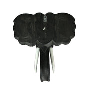 Majestic African Elephant Head Wall Sculpture: Hand-Carved Black Wood Artistic Statue - Artisan Crafted Safari Style Decor