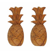 Set of 2 Pineapple Wall Sculptures, 10 Inch Hand Carved Wood Image 2
