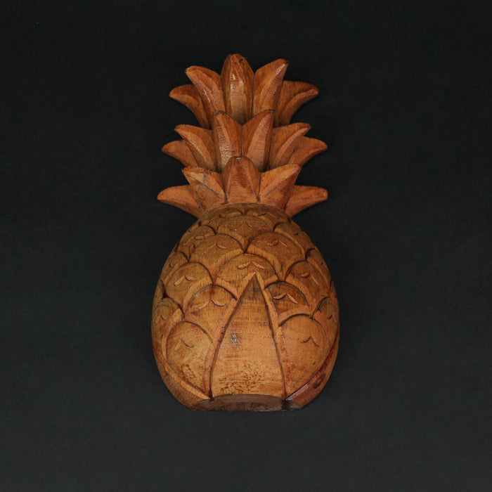 Hand Carved Wooden Pineapple Hanging Wall Décor Art Sculpture 9.75 Inches High Image 5