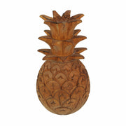 Exquisite Hand-Carved Wooden Pineapple Table Top or Shelf Statue: Rustic Brown Tabletop Decor Accent, 9.75 Inches High,