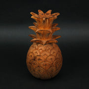 Exquisite Hand-Carved Wooden Pineapple Table Top or Shelf Statue: Rustic Brown Tabletop Decor Accent, 9.75 Inches High,