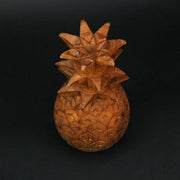 Exquisite Hand-Carved Wooden Pineapple Table Top or Shelf Statue: Rustic Brown Tabletop Decor Accent, 9.75 Inches High,