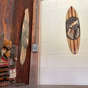 32 Inch - Image 5 - Set of 2 Hand-Carved Wooden Surfboard Sculptures- Tribal Whale and Turtle Designs - Tiki Decor Art - Wall
