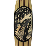 32 Inch - Image 2 - Set of 2 Hand-Carved Wooden Surfboard Sculptures- Tribal Whale and Turtle Designs - Tiki Decor Art - Wall