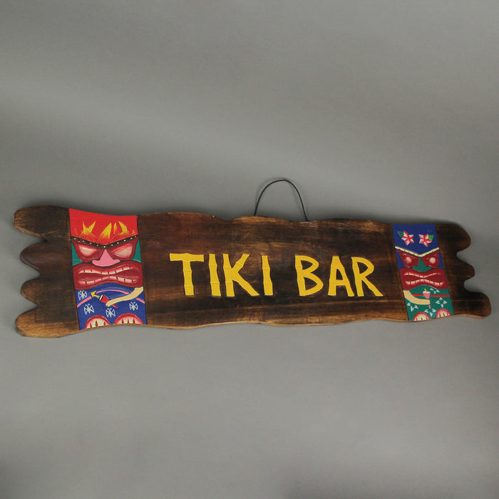 Colorful Handcrafted Carved Wood Tiki Bar Sign Wall Décor Hanging 41 Inches Long Image 7