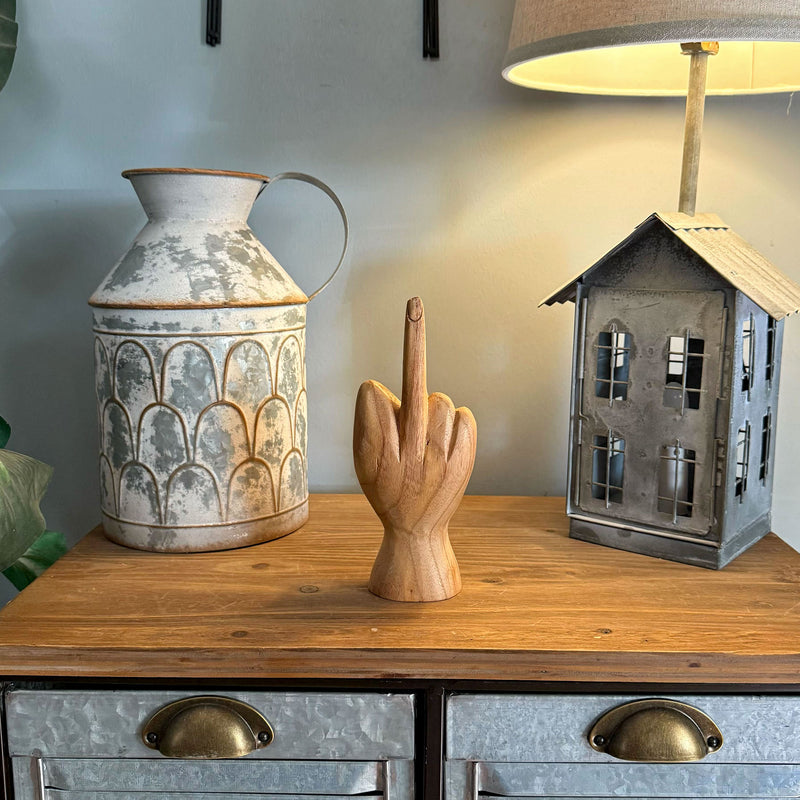 Wooden Hand Sculpture, 8 Inch Flipping the Bird Gesture Image 7