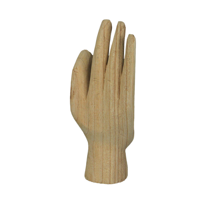 Carved Wooden A-OK Hand Gesture Statue Natural Finish 8 Inches High Boho Decor Image 3