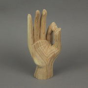 Hand-Carved Natural Finish Wooden A-OK Hand Gesture Decorative Statue - Symbol of Positivity - Boho Decor Accent - 8 Inches