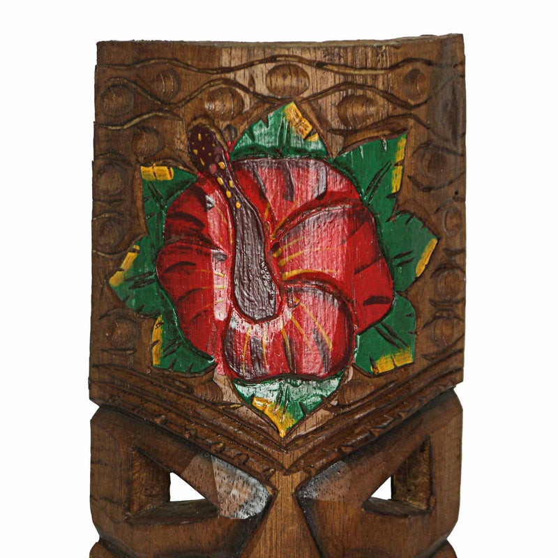 Set of 5 Tiki Mask Wall Sculptures, Bird Flower Headdress, 24 Inch Image 8