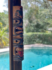 Set of 5 Tiki Mask Wall Sculptures, Bird Flower Headdress, 24 Inch Image 6
