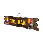 Hand-Carved Multicolor Wooden Tiki Bar Wall Hanging Sign - Exquisite Decorative Mask Sculpture for a Tropical Paradise Vibe -