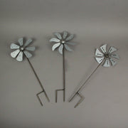 20 Inch - Image 2 - Set of 3 Galvanized Metal Kinetic Wind Spinners - Whimsical Pinwheel Garden Stakes, 21 Inches High,