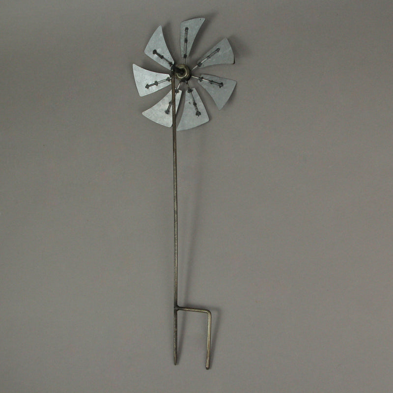 20 Inch - Image 3 - Set of 3 Galvanized Metal Kinetic Wind Spinners - Whimsical Pinwheel Garden Stakes, 21 Inches High,