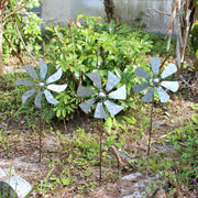 20 Inch - Image 5 - Set of 3 Galvanized Metal Kinetic Wind Spinners - Whimsical Pinwheel Garden Stakes, 21 Inches High,