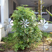 41 Inch - Image 5 - Set of 3 Galvanized Grey Farmhouse Windmill Wind Spinner Garden Stakes – Whimsical Outdoor Decorations