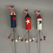 Set of 3 Hand-Painted Red, White & Blue Stars & Stripes Rocket Garden Stakes: Patriotic Outdoor Décor with Star Accents,