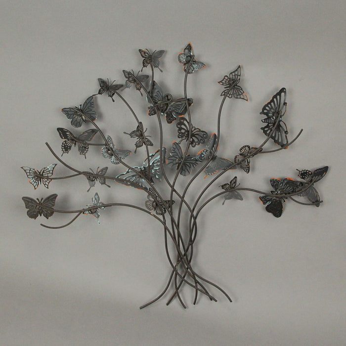 Rustic 20-Inch Metal Butterfly Tree Wall Sculpture, Perfect for Living Rooms, Bedrooms, and Bathrooms – Bohemian Home Decor