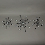 3-piece Mid-Century Modern Style Black and Silver Metal Jeweled Atomic Starburst Wall Décor Set - Timeless Elegance - Easy