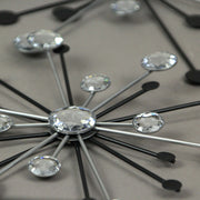 3-piece Mid-Century Modern Style Black and Silver Metal Jeweled Atomic Starburst Wall Décor Set - Timeless Elegance - Easy